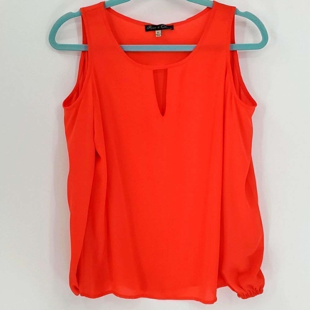 Rose & Olive bright peach‎ blouse.  XS. Beautiful color.
